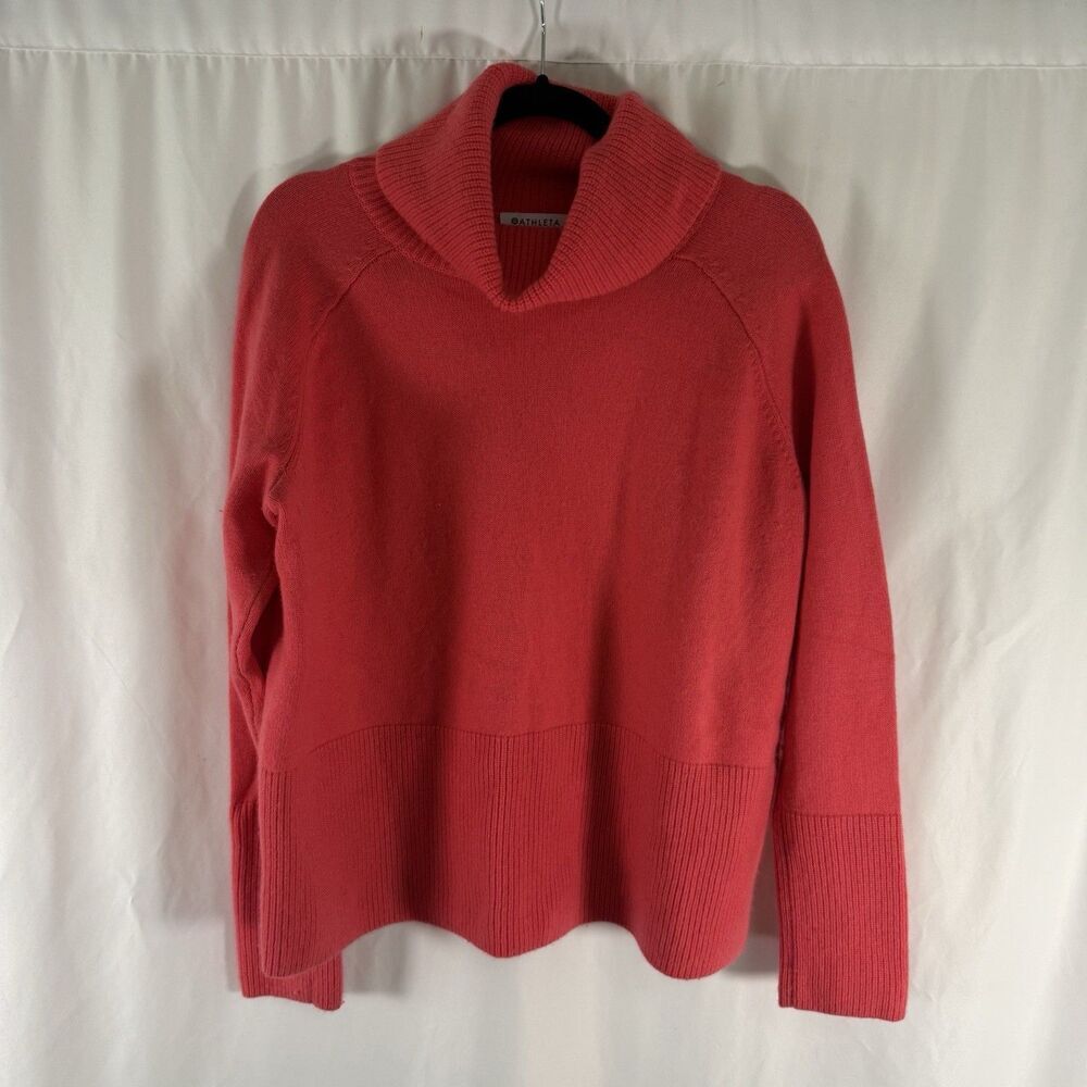 Athleta Merino Wool Cashmere Blend Women's Medium Pink Turtleneck Knit Long Slv